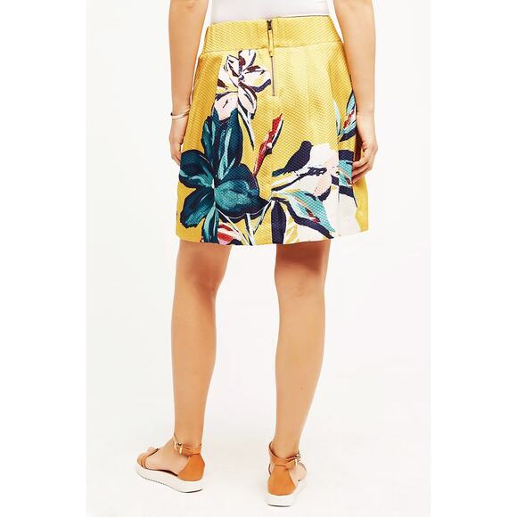 Anthropologie X Maeve Women's Tropicale Skirt Textured Mini Skirt Pleats Pockets - Picture 2 of 16